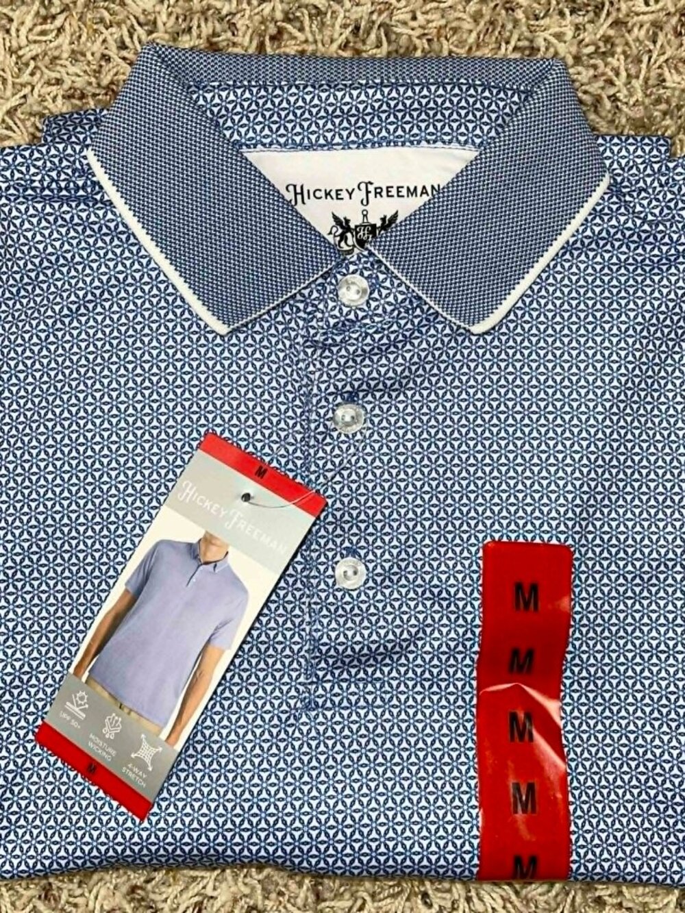 Hickey Freeman Men’s Soft Stretch Performance Polo Shirt Blue, Size Medium (New)
